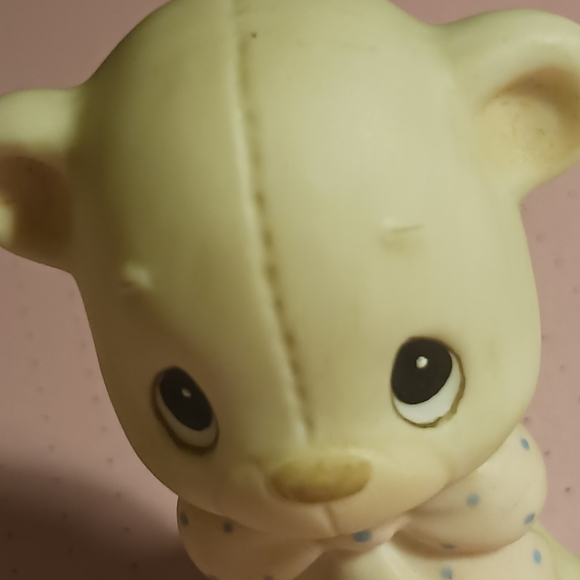 2 - Enesco Precious Moments animal figurines Teddy bear and cat with bows 1982 - Picture 13 of 14